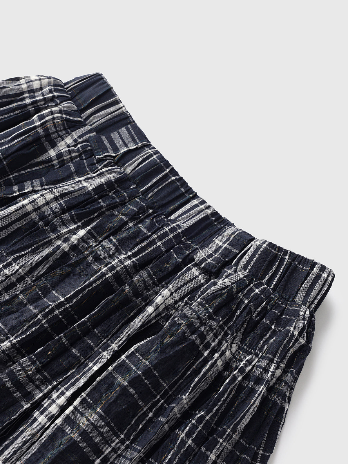 Textured Crepe Paper Skirt - Navy Grid