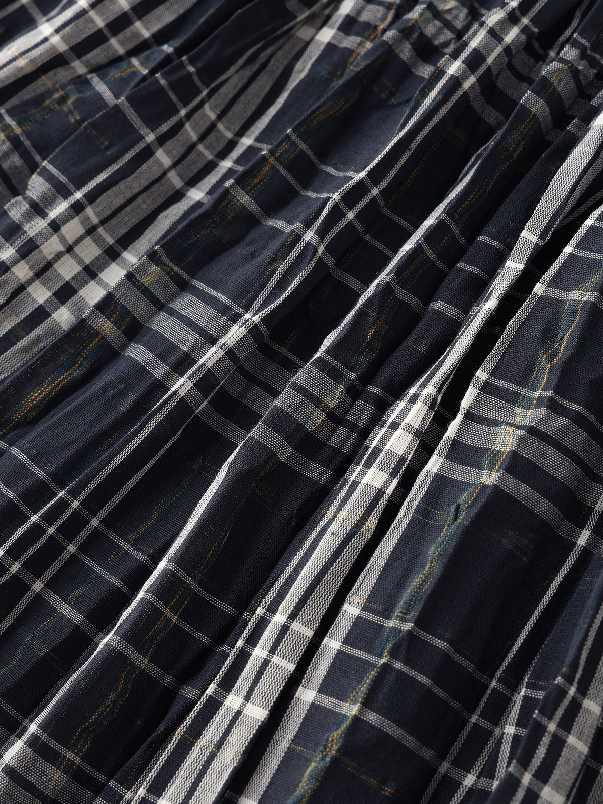 Textured Crepe Paper Skirt - Navy Grid