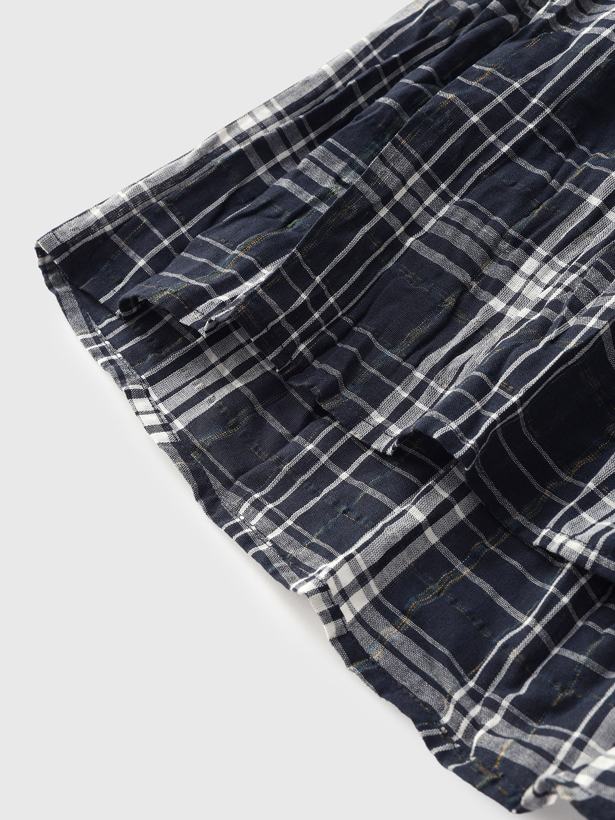 Textured Crepe Paper Skirt - Navy Grid