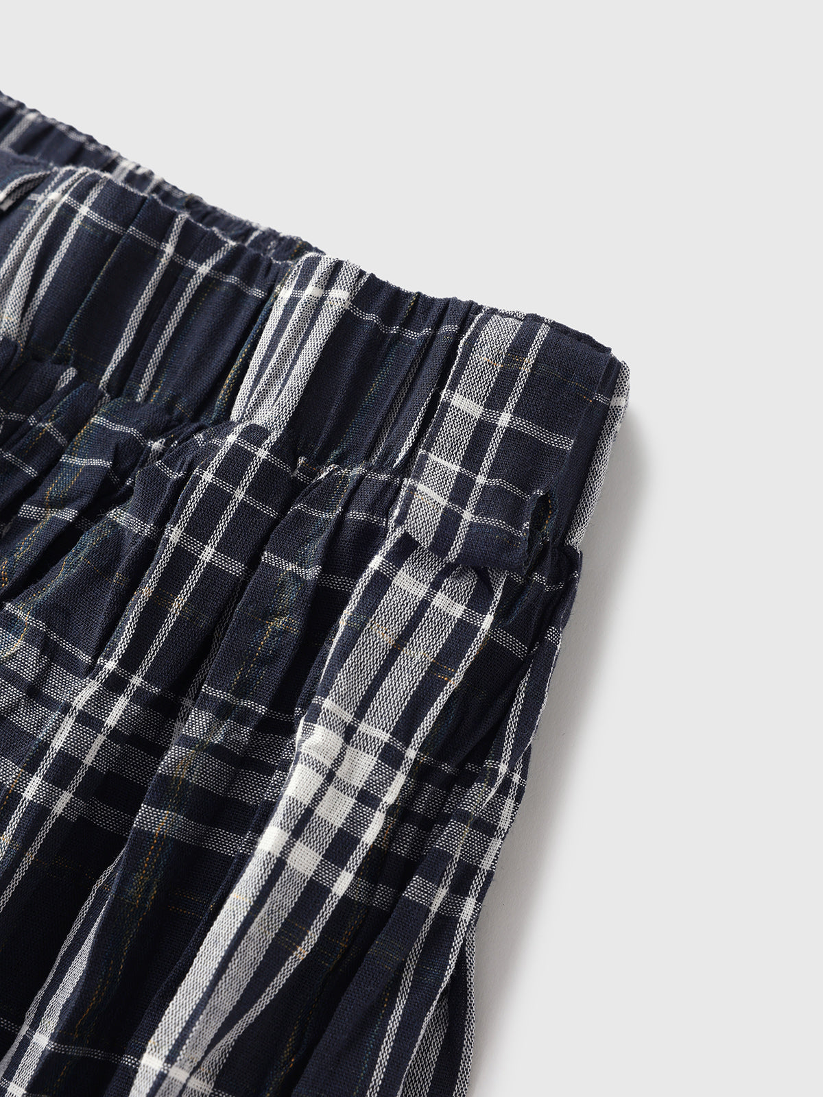 Textured Crepe Paper Skirt - Navy Grid