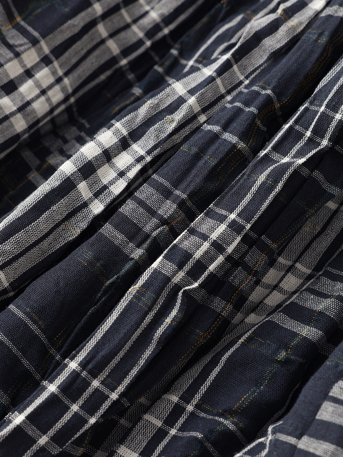Textured Crepe Paper Skirt - Navy Grid