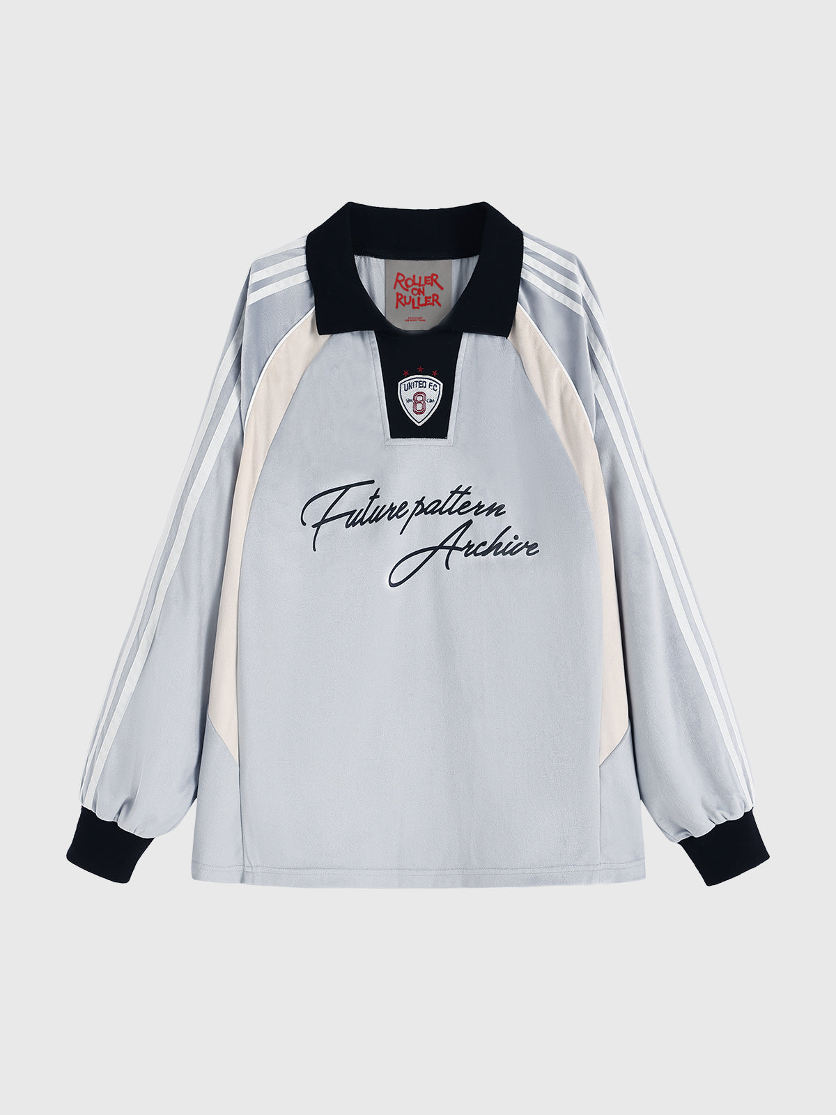 Slouchy Jersey Polo Sweatshirt - Pale Blue