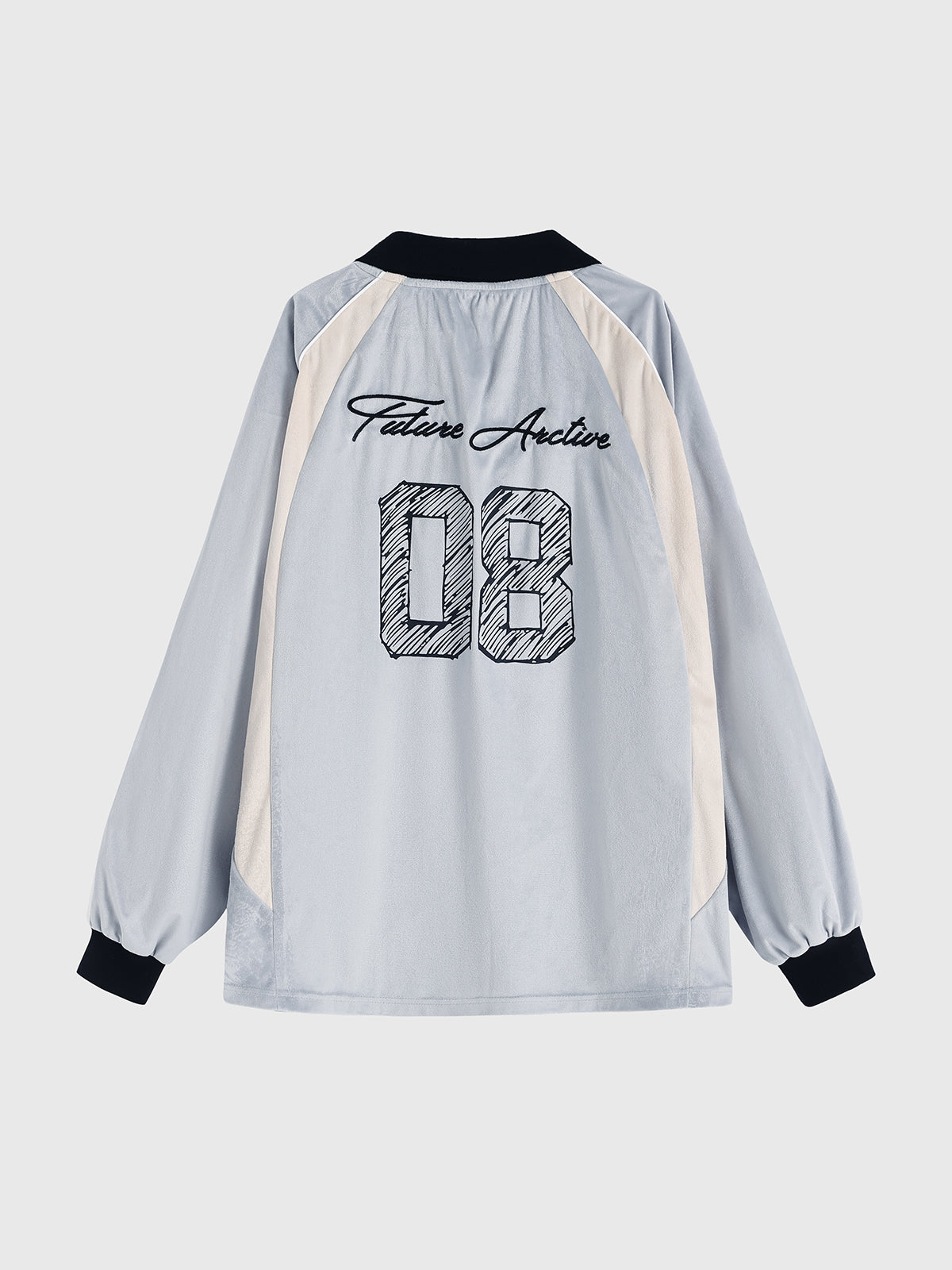 Slouchy Jersey Polo Sweatshirt - Pale Blue