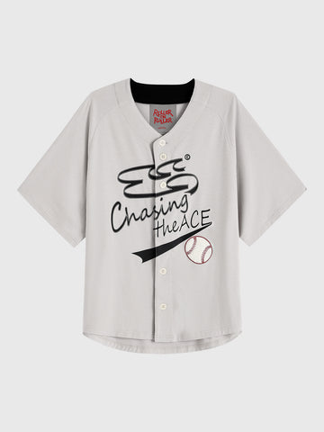 Varsity Button Tee - Heather Grey