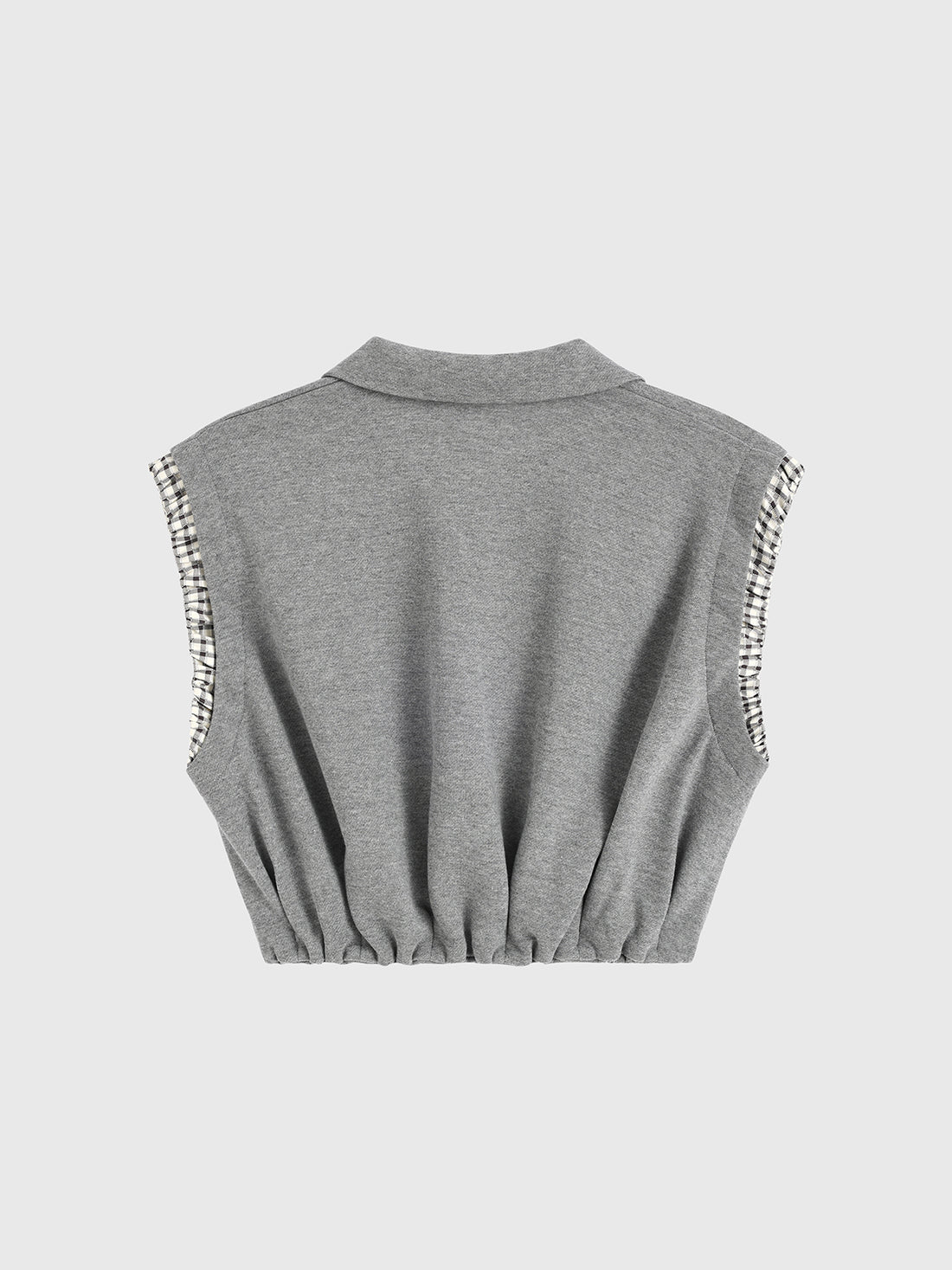 Wrinkle Check Cuff Tank - Light Grey