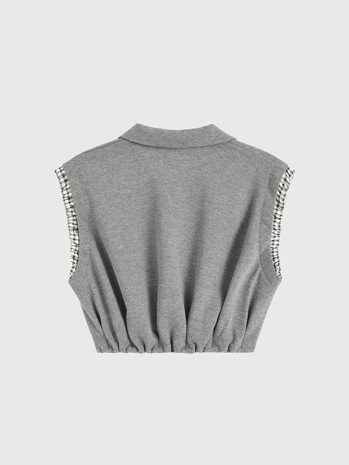 Wrinkle Check Cuff Tank - Light Grey