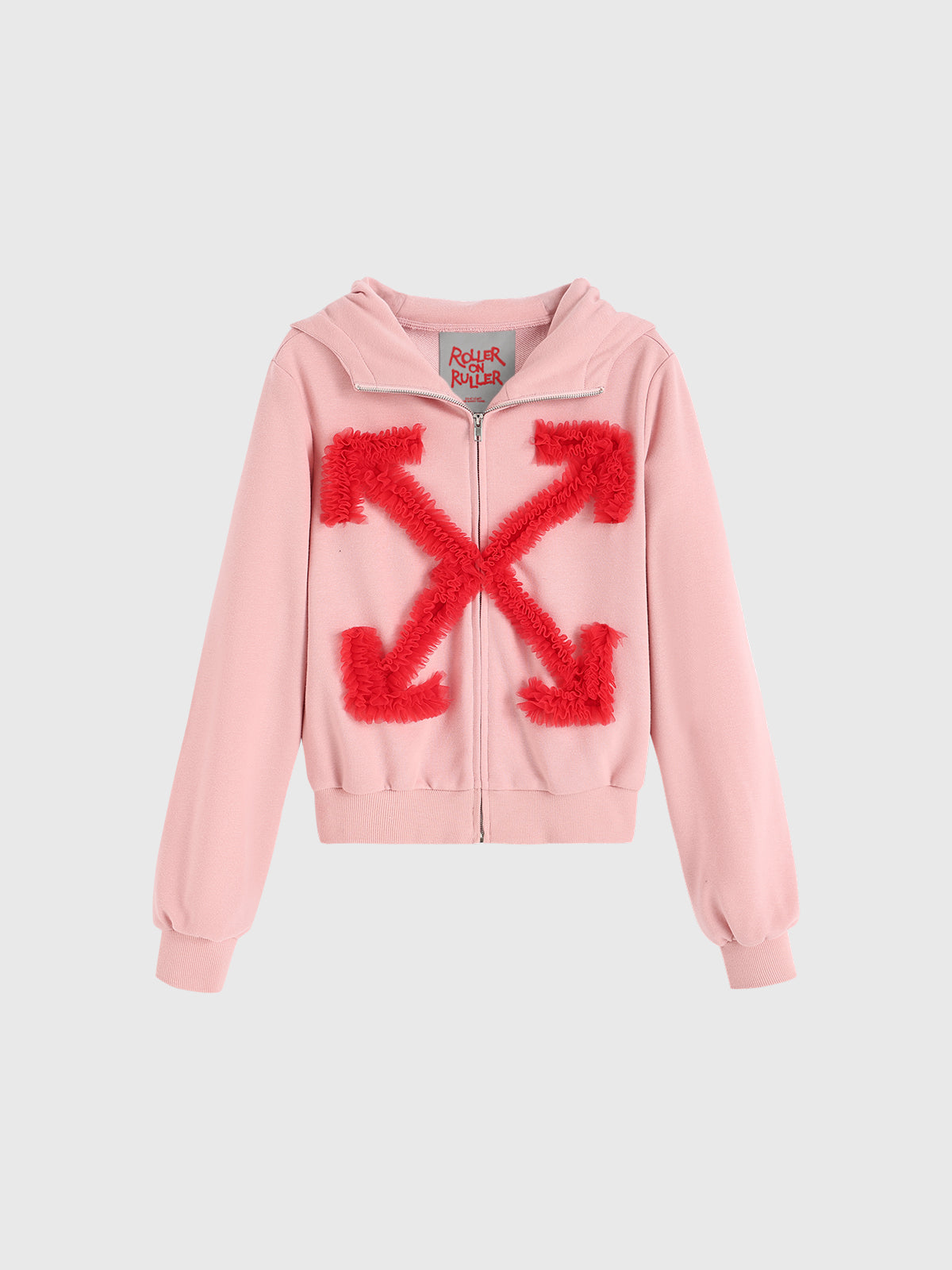 Devil May Care Zipper Hoodie - Pink Alert