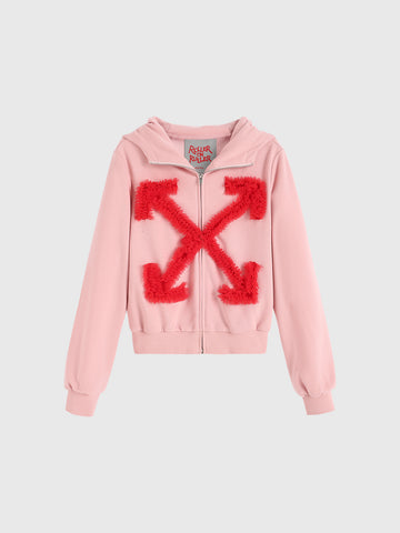 Devil May Care Zipper Hoodie - Pink Alert