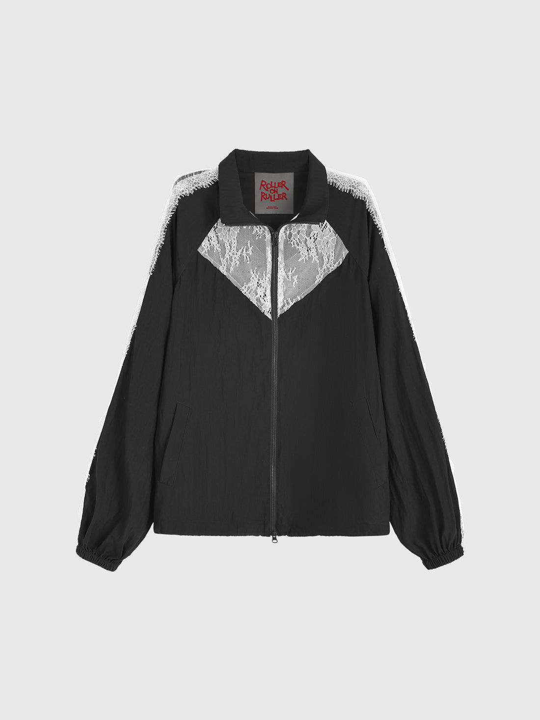 Lace-Block Zip Jacket - Noir Contrast