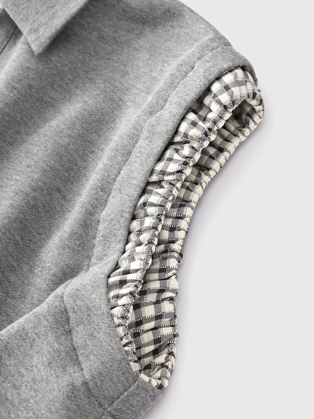 Wrinkle Check Cuff Tank - Light Grey