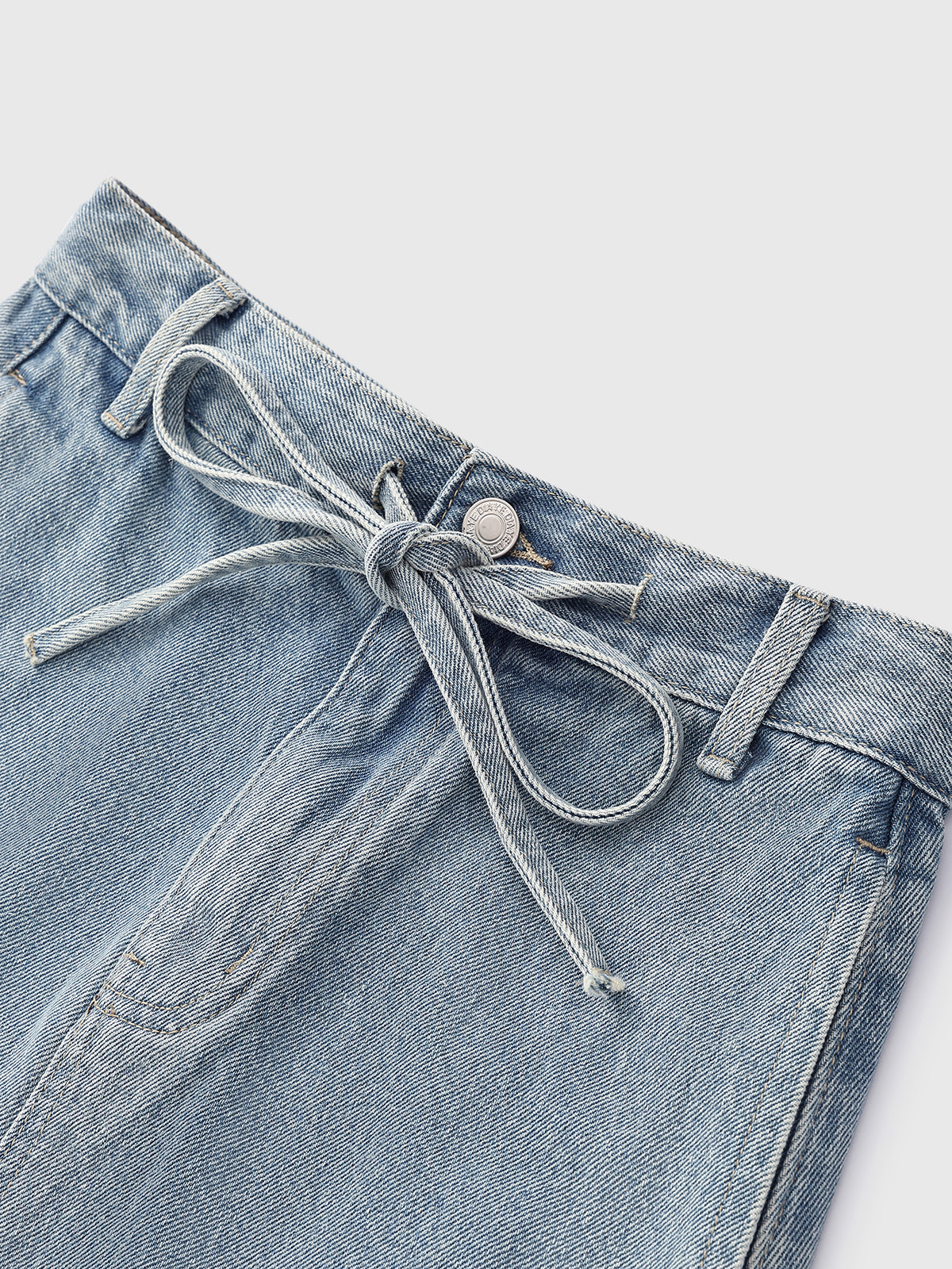 Safari Slit Denim Skirt - Washed Blue