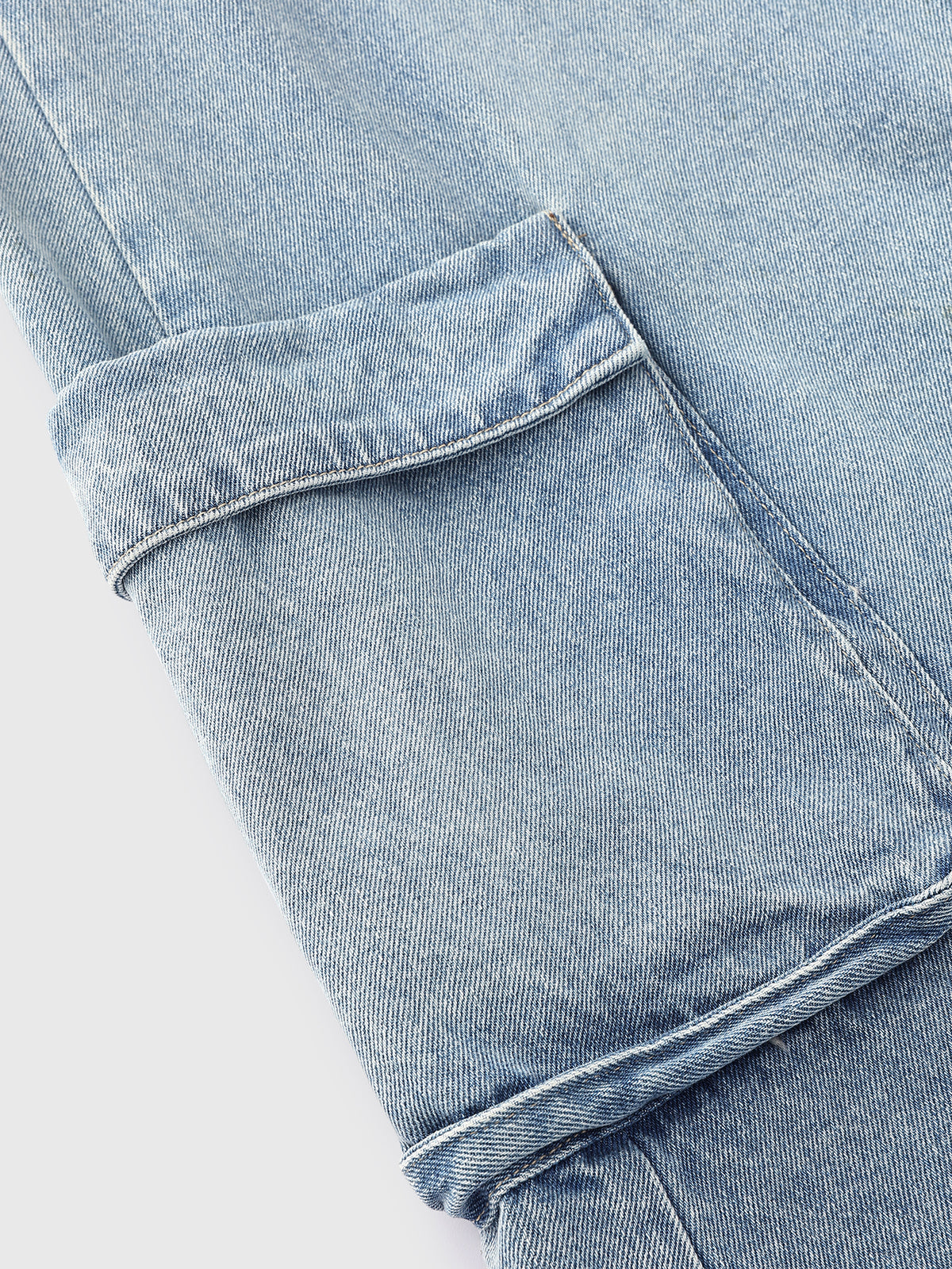 Safari Slit Denim Skirt - Washed Blue