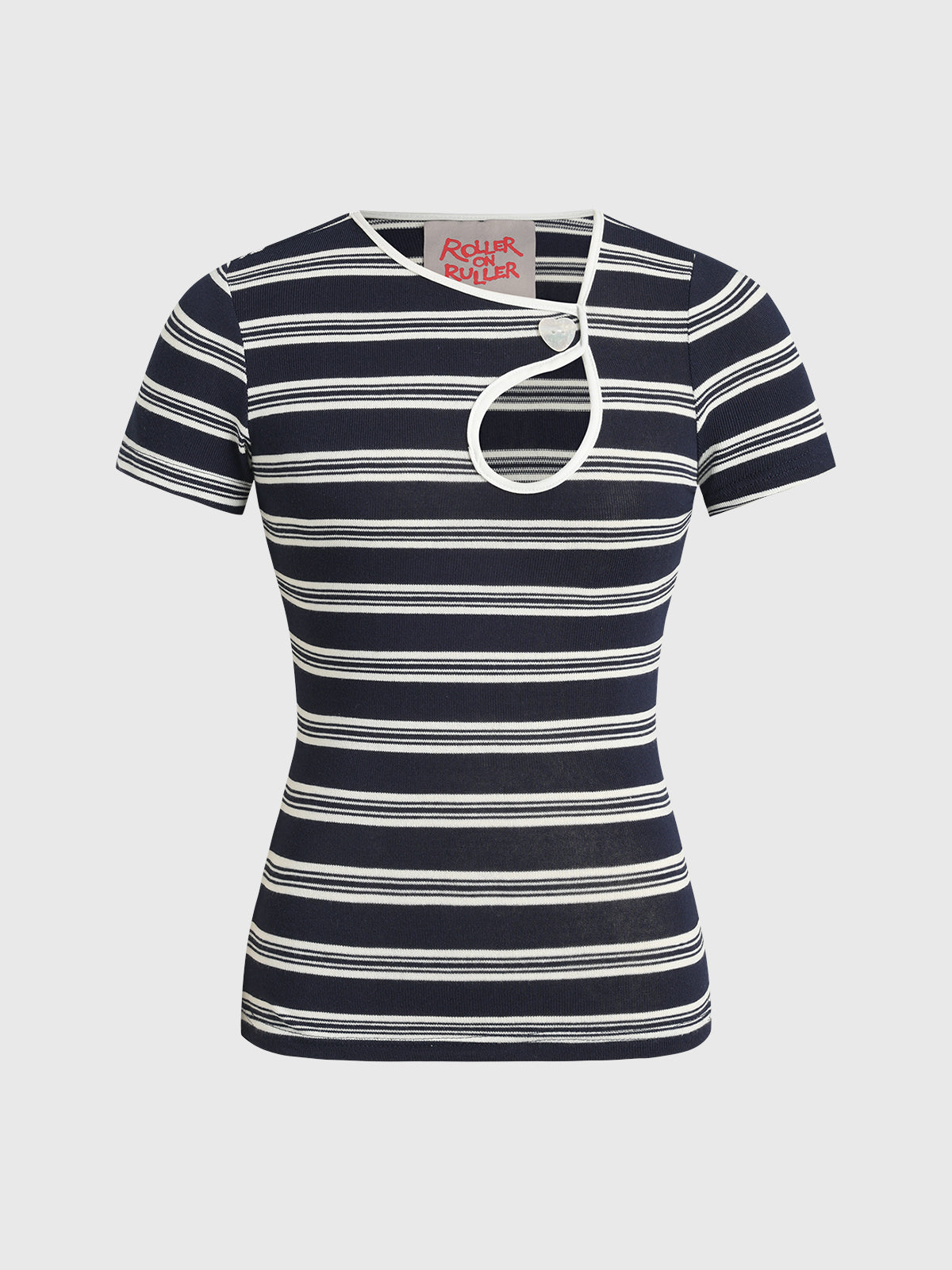 Stripe Cutout Tee - Navy Ripple