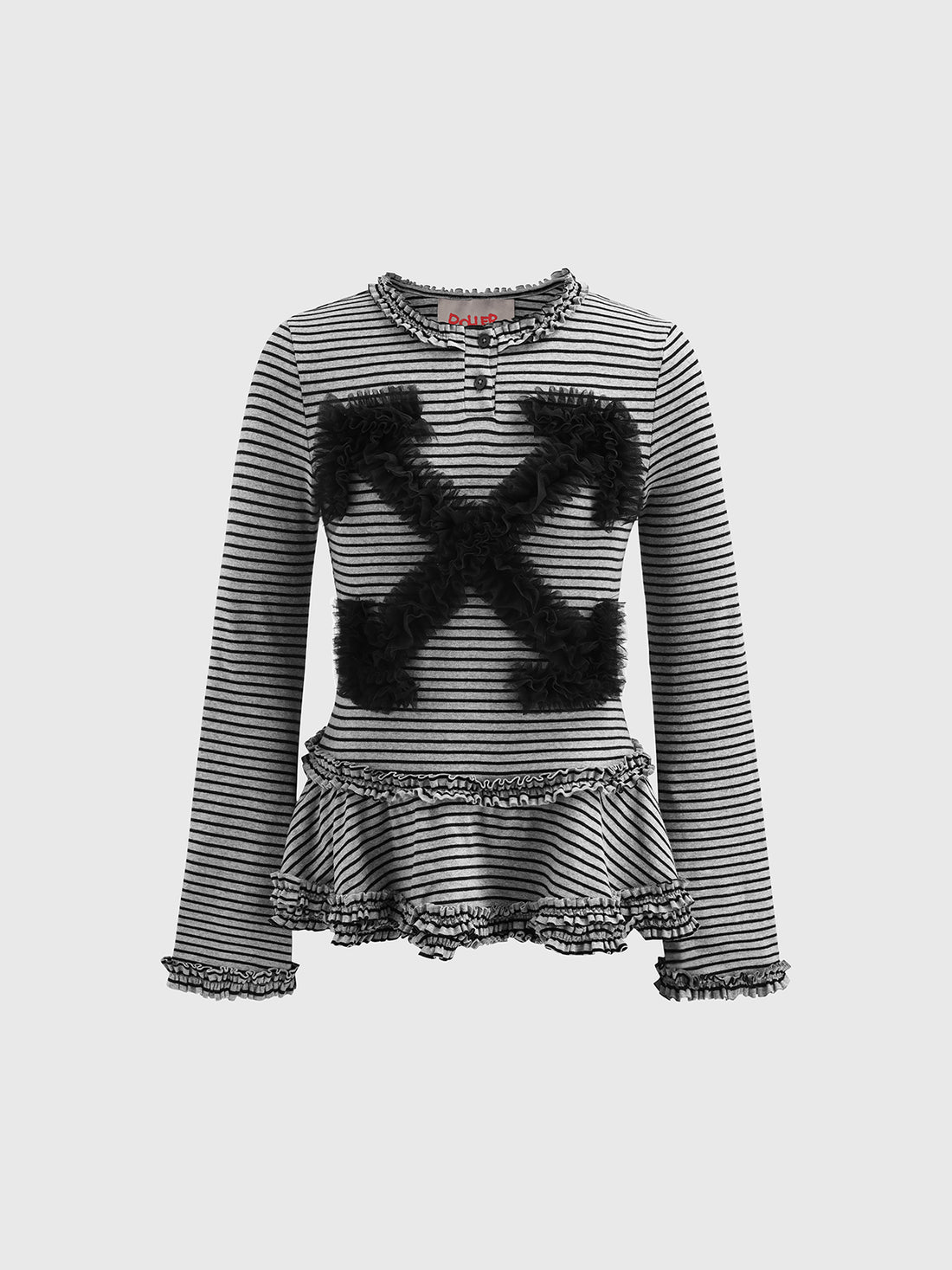 Grey Area Warning Set Peplum Top – Stripe Grey