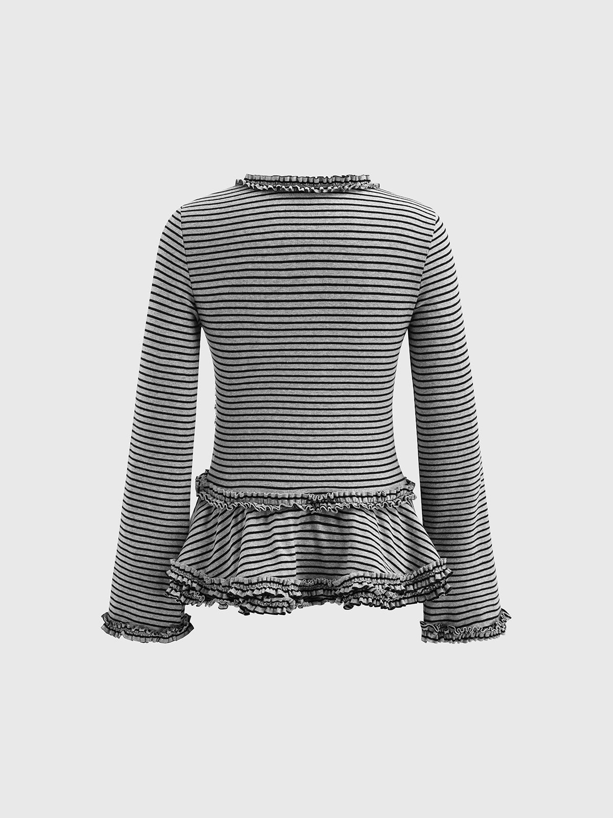 Grey Area Warning Set Peplum Top – Stripe Grey