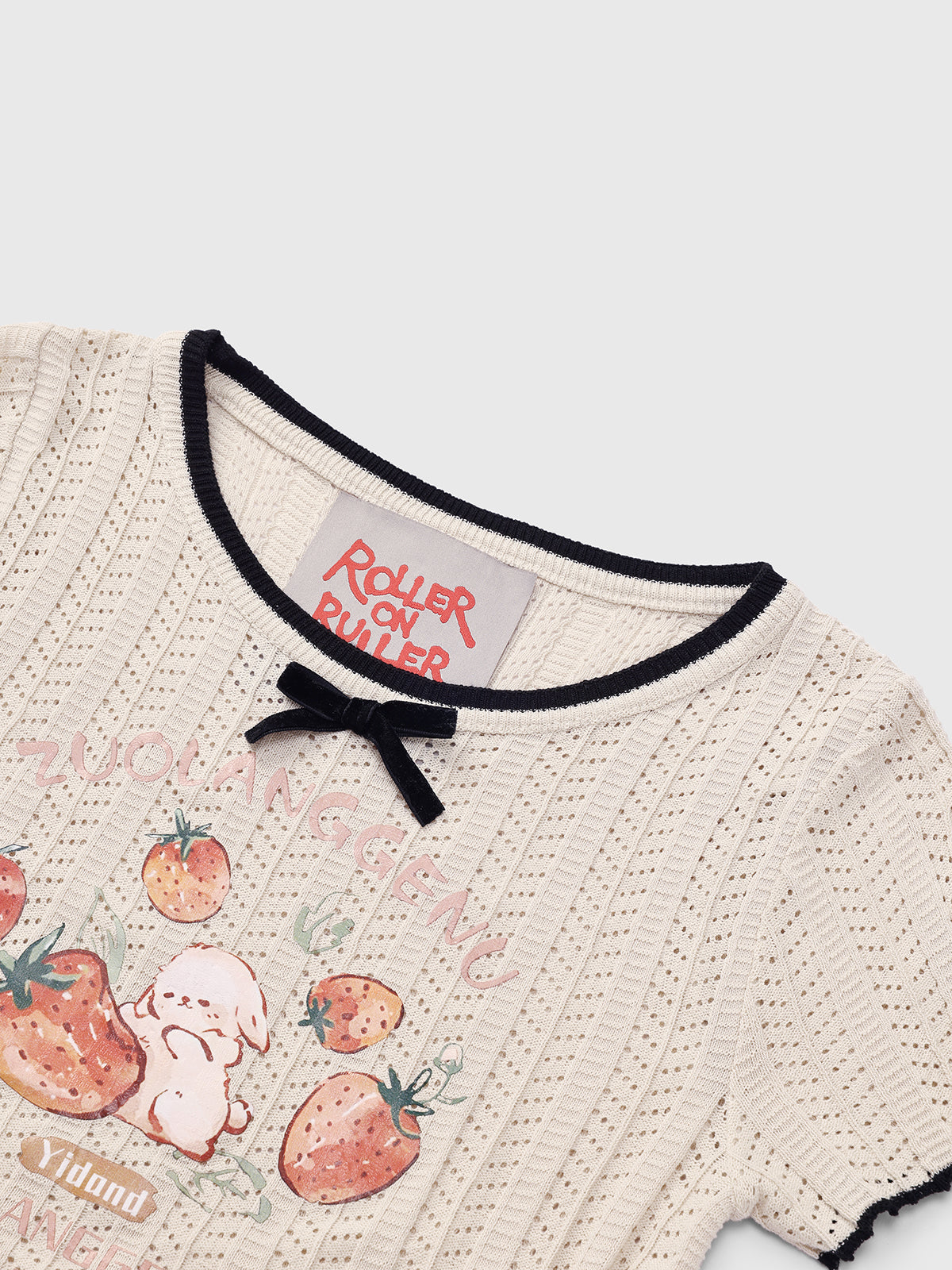 Berry Bow Ruffle Tee - oat white