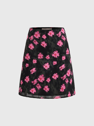 Sunset Floral Twerk Skirt – Bloom Black