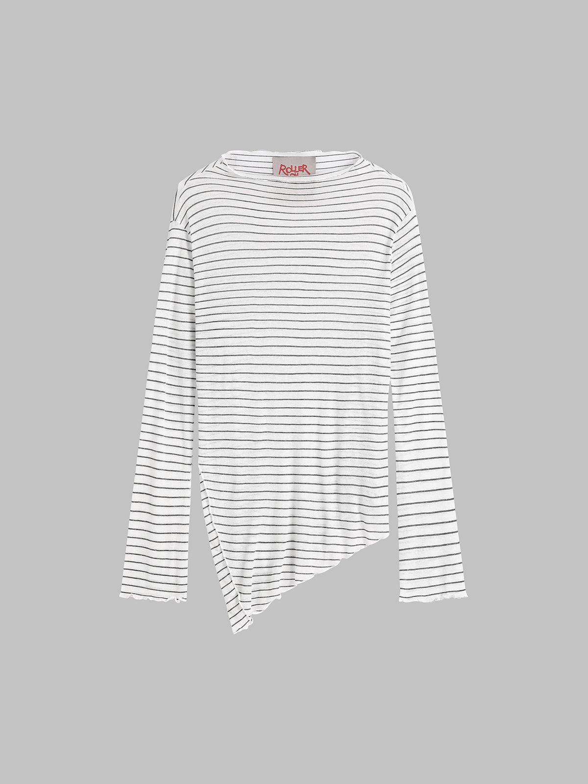 TV Signal Mesh Sleeve Top - White Stripe