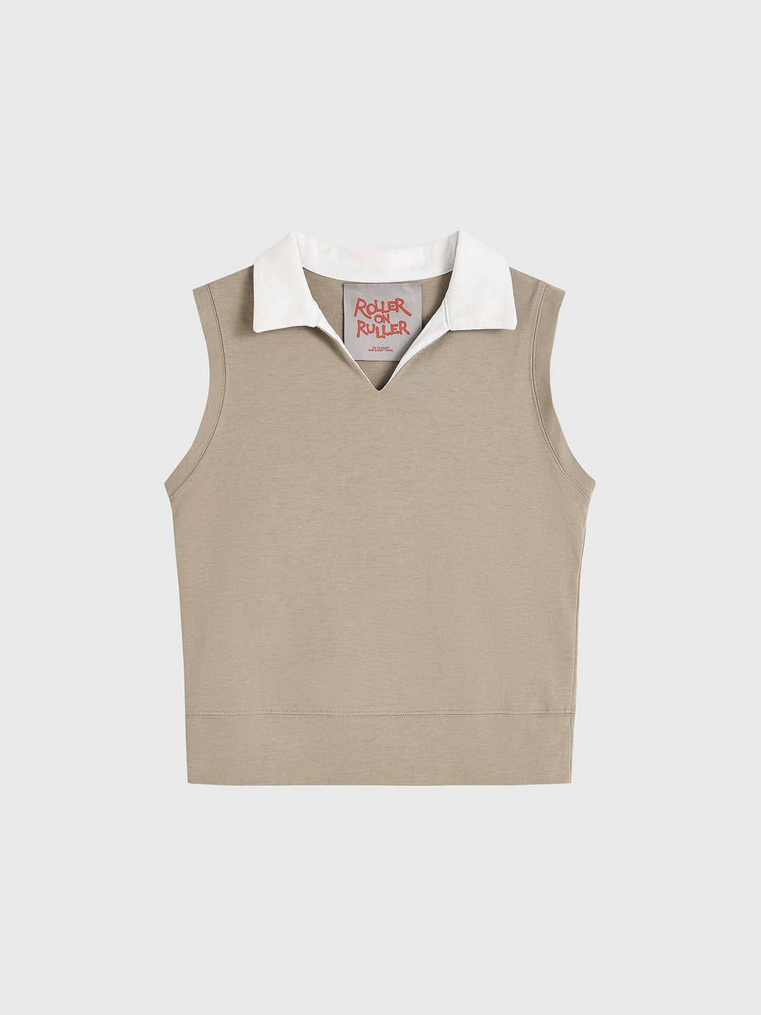 Inside Out Collar Knit Tank – Sand Beige