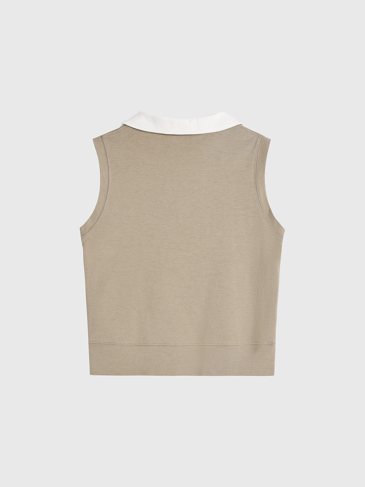 Inside Out Collar Knit Tank – Sand Beige