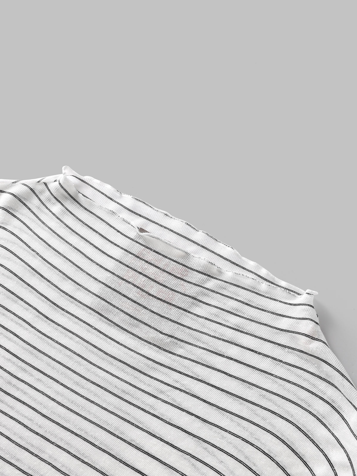 TV Signal Mesh Sleeve Top - White Stripe