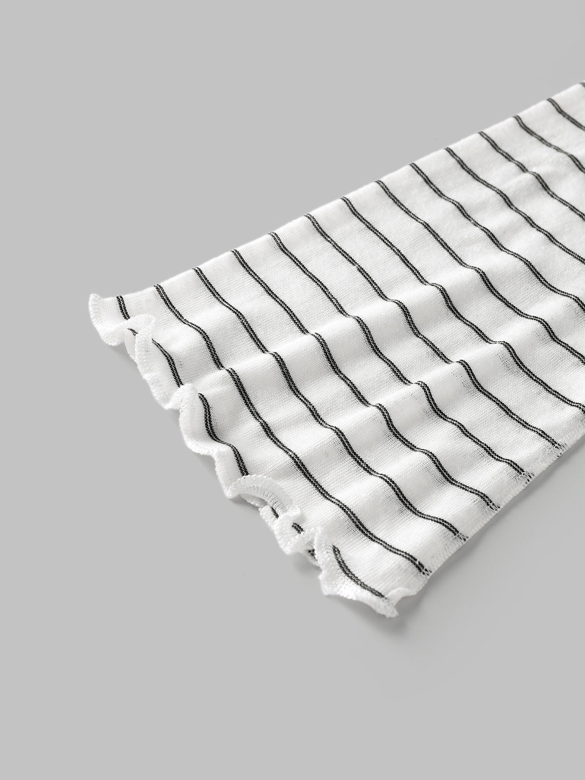 TV Signal Mesh Sleeve Top - White Stripe
