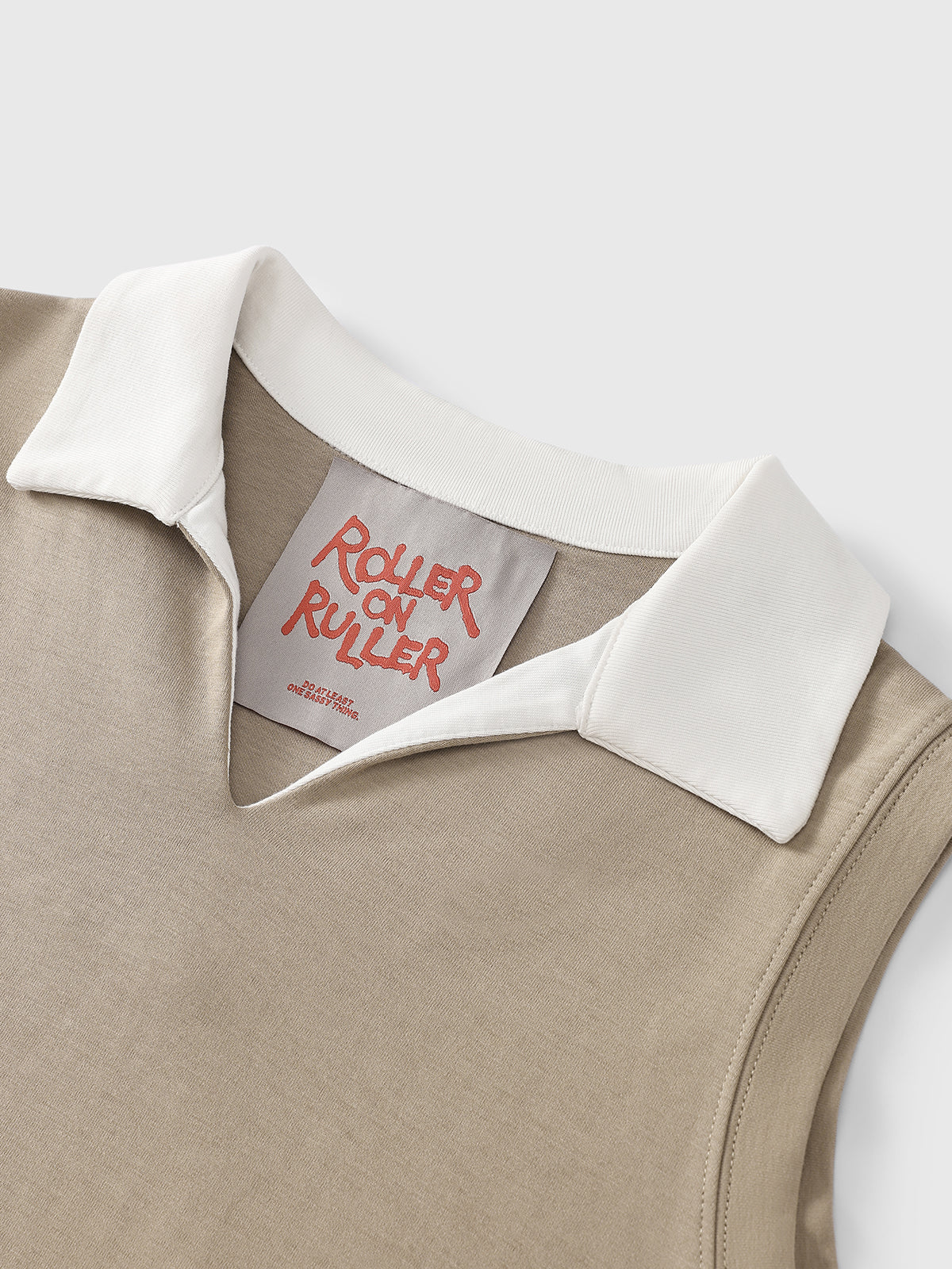 Inside Out Collar Knit Tank – Sand Beige