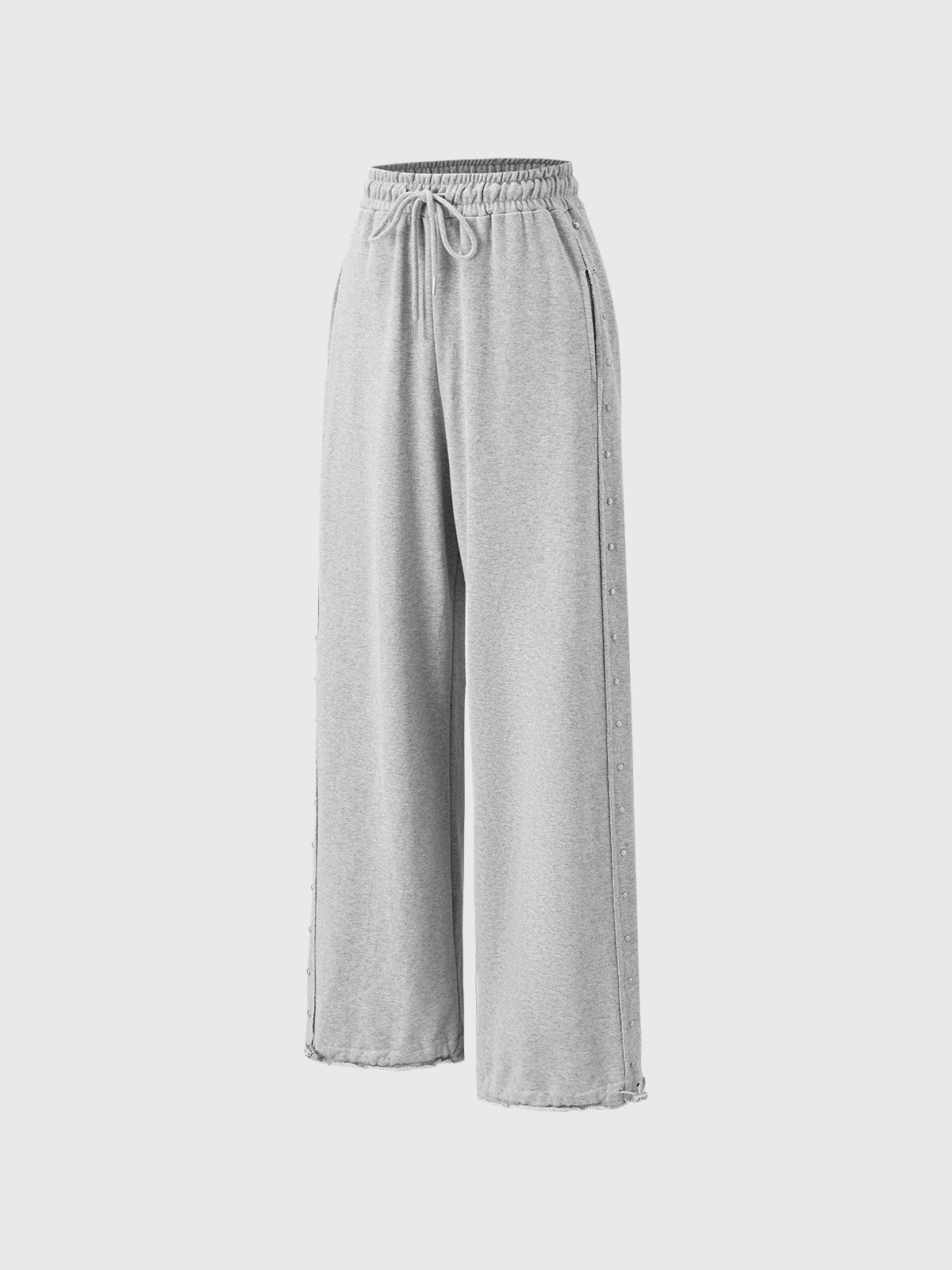 Studded Trim Jogger Pants - Ash Grey