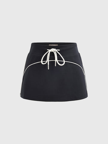 Twirl Knot Mini Skirt – Black Ivory