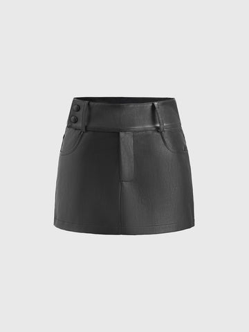 Faux Leather Mini Skirt – Classic Black