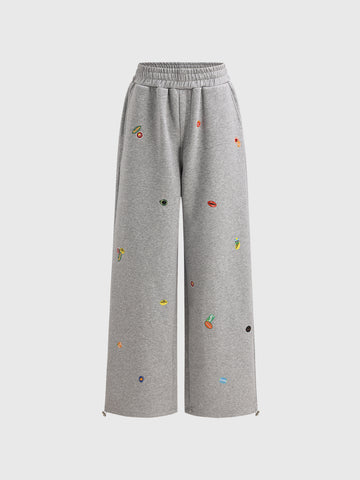Sticker Patch Pants - Light Grey