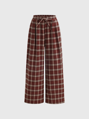 Flannel Check Pants - Red Grid