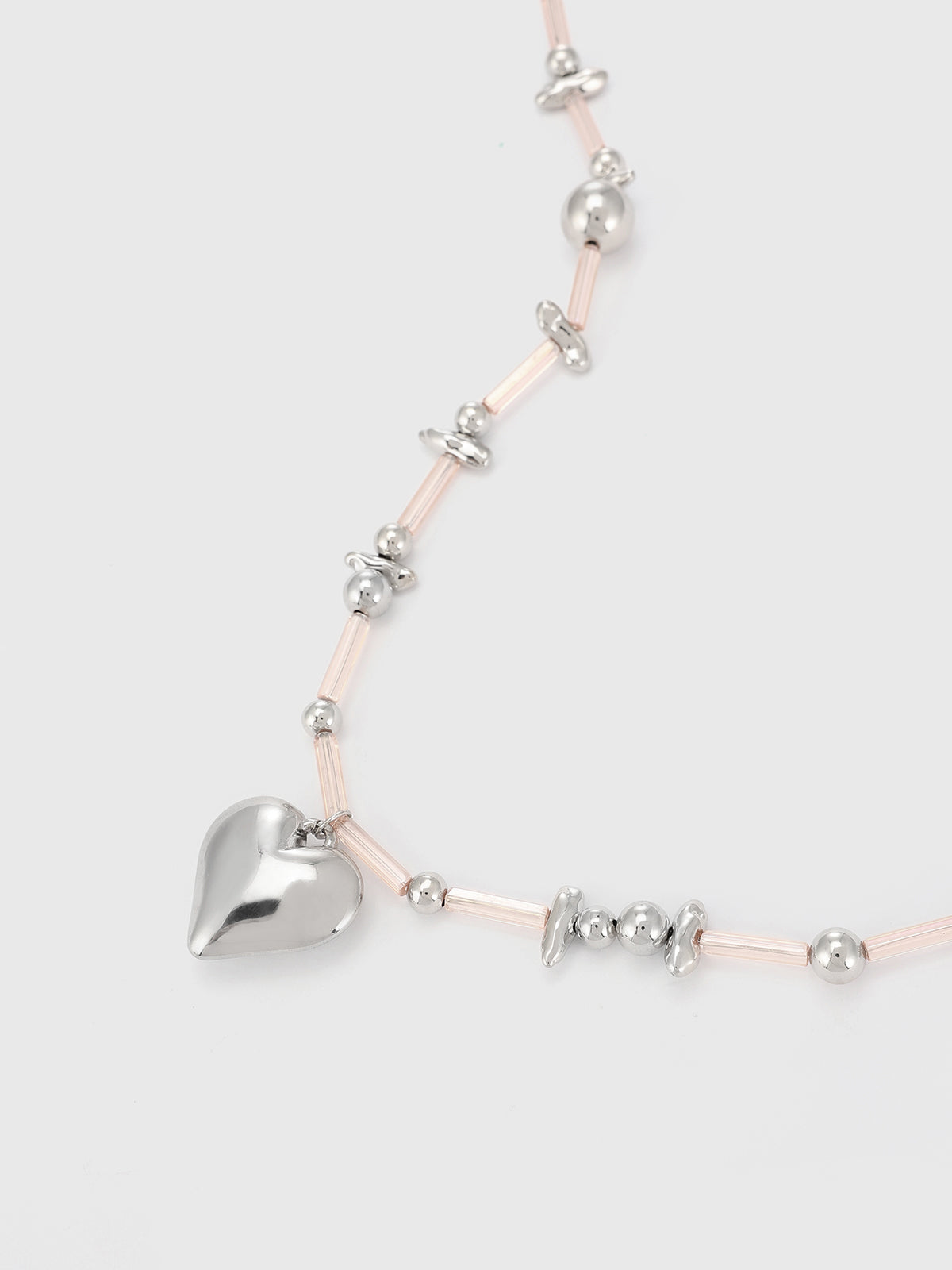 Glass Beat Necklace - Silver Clear