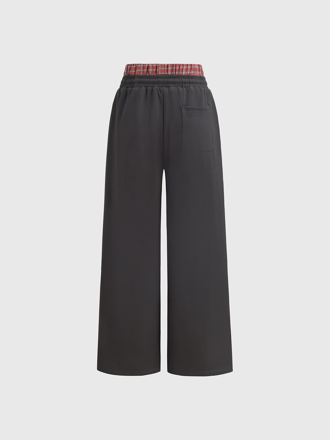 Plaid Waistband Pants - Red Black