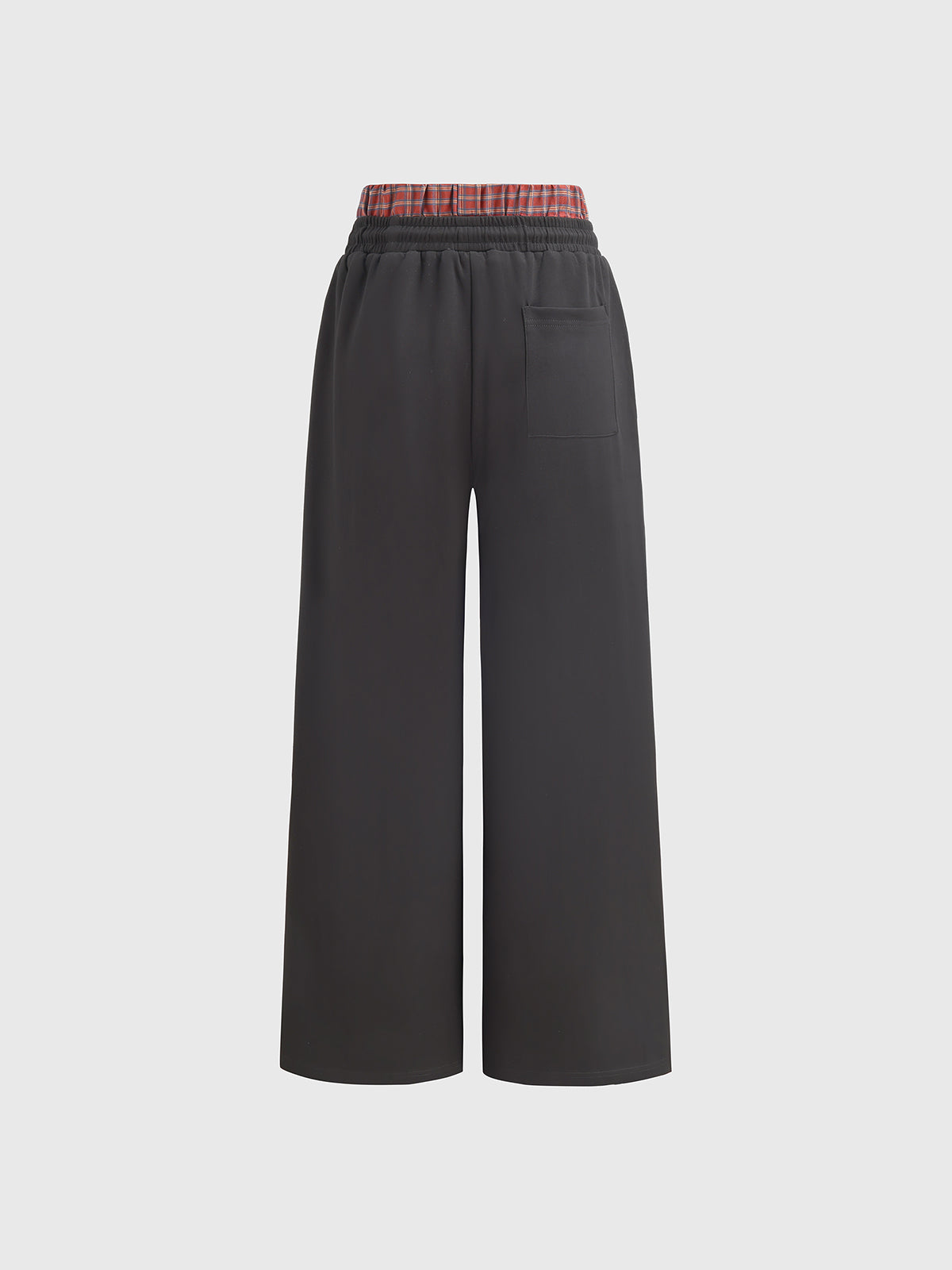 Plaid Waistband Pants - Red Black