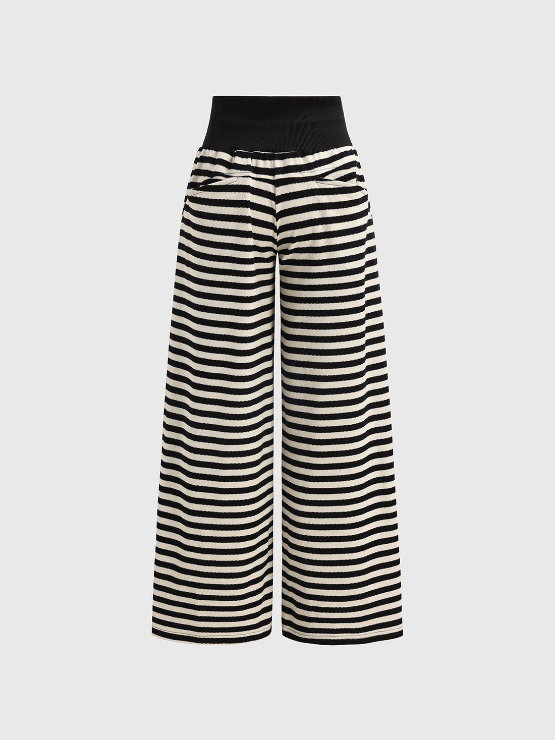 Knitted Stripe Pants - Black White