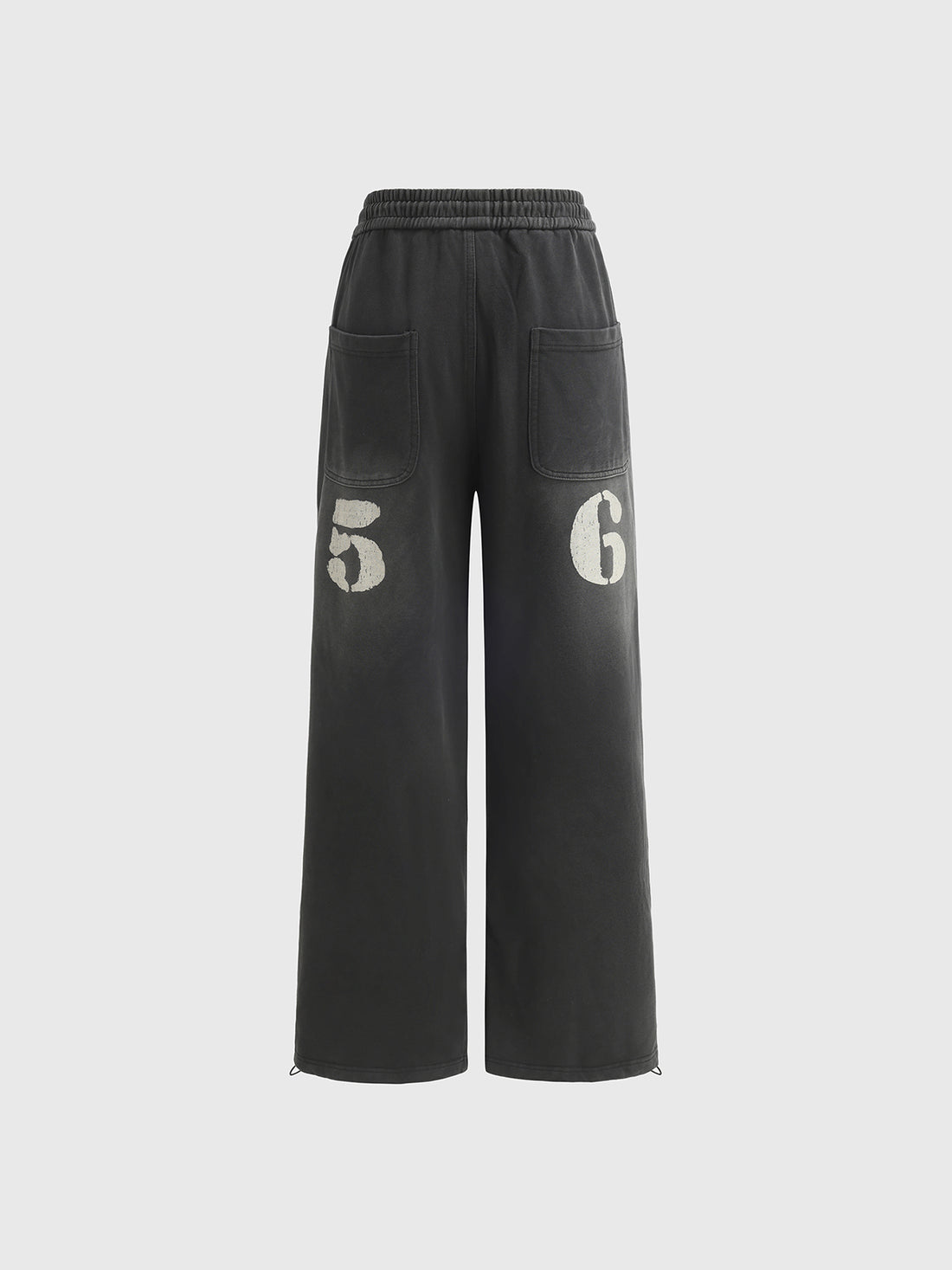 Crest Patch Wide-Leg Pants – Light Black