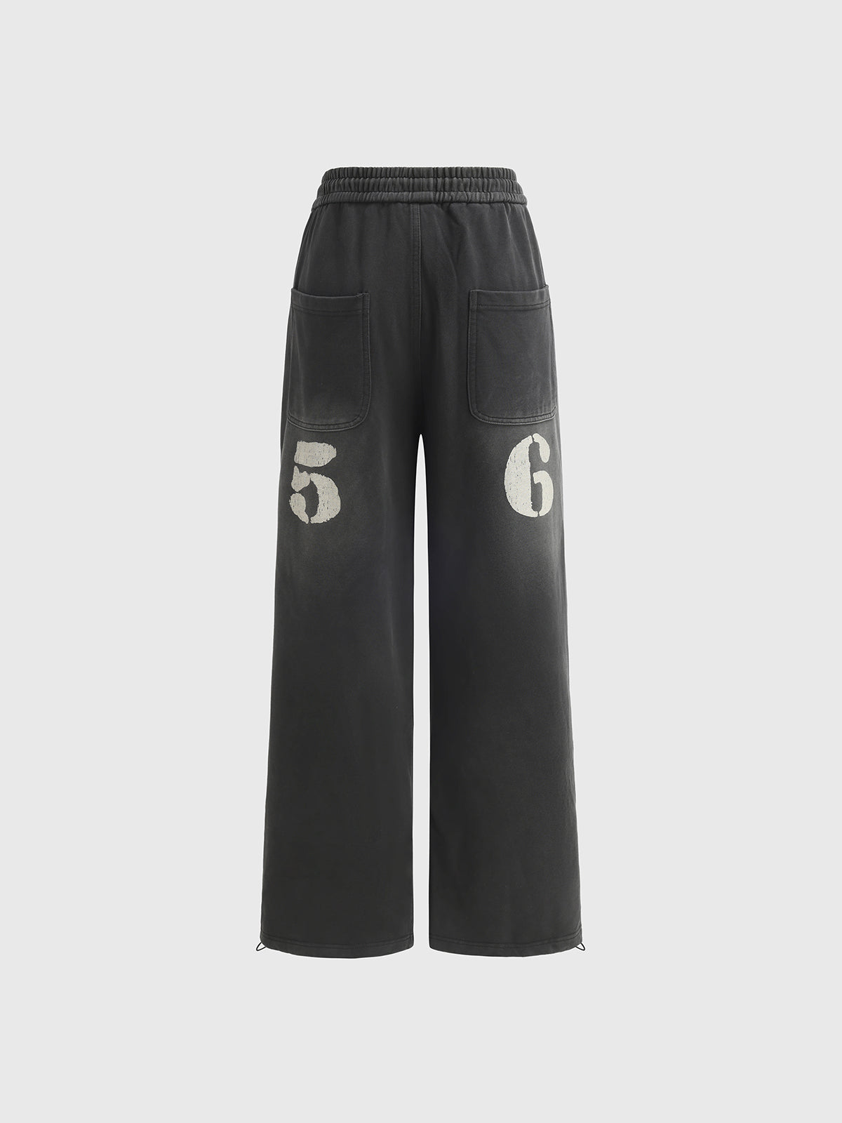 Crest Patch Wide-Leg Pants – Light Black