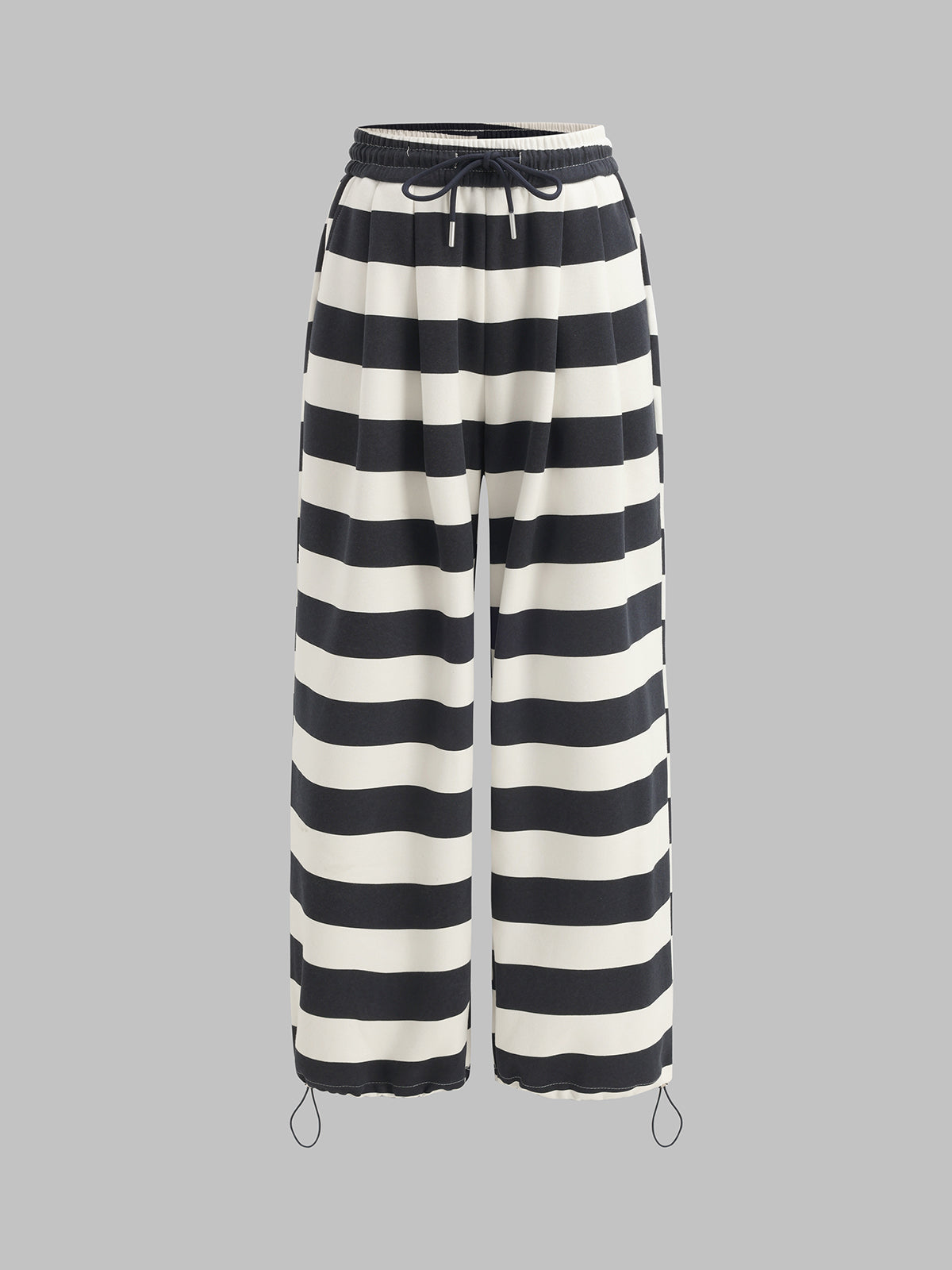 Wide Stripe Pants - Black White