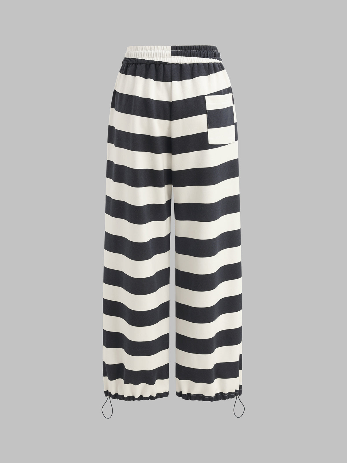 Wide Stripe Pants - Black White
