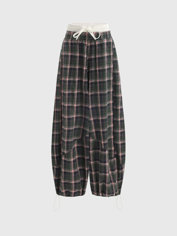 Plaid Ease Pants - Green Pink