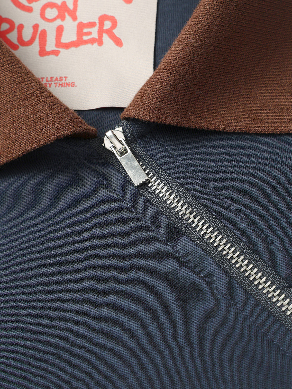 Heritage Half-Zip Polo - Navy Brown