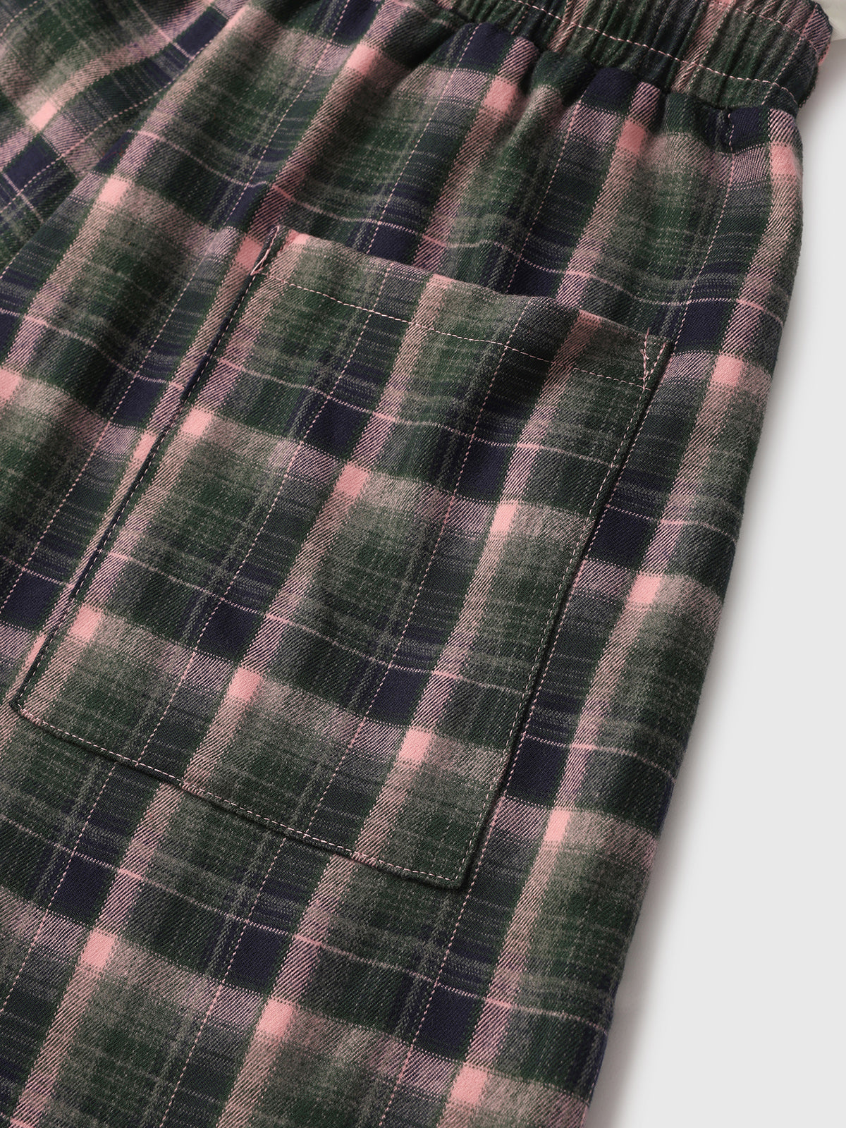 Plaid Ease Pants - Green Pink
