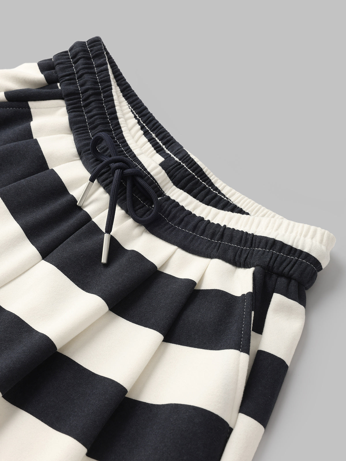 Wide Stripe Pants - Black White