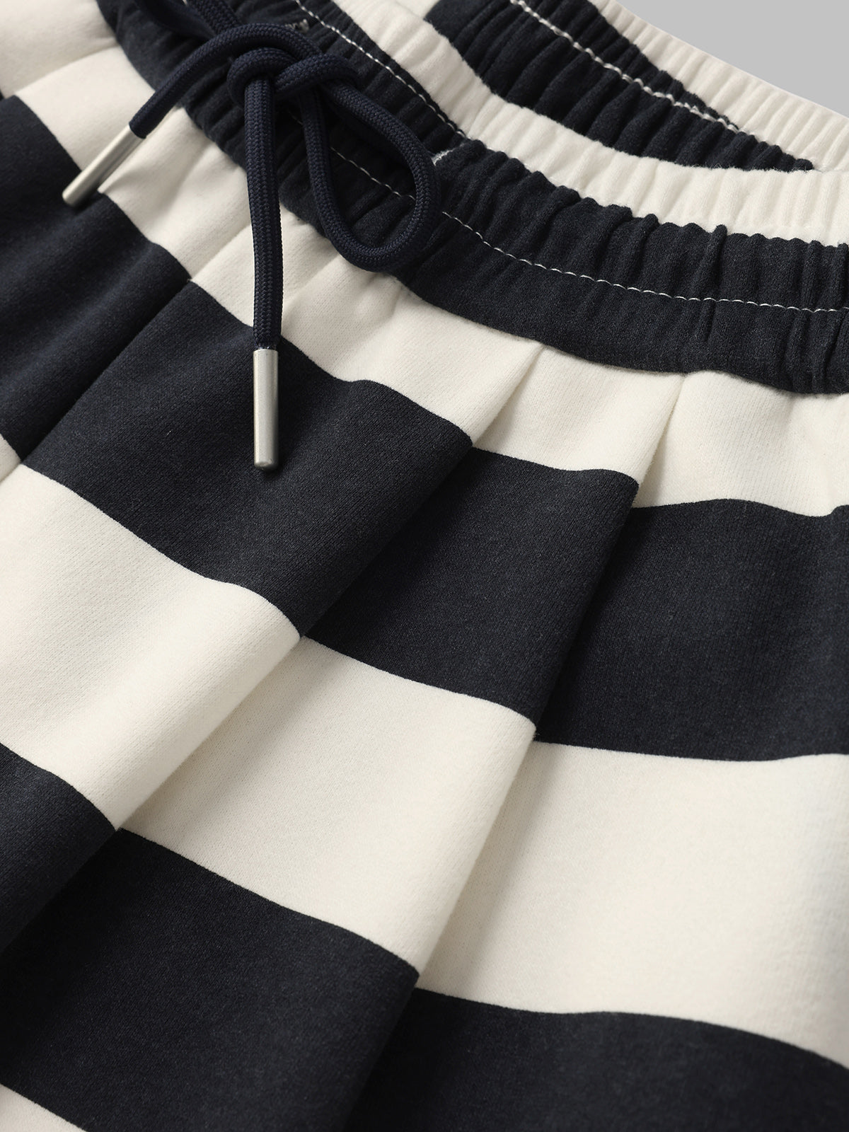 Wide Stripe Pants - Black White