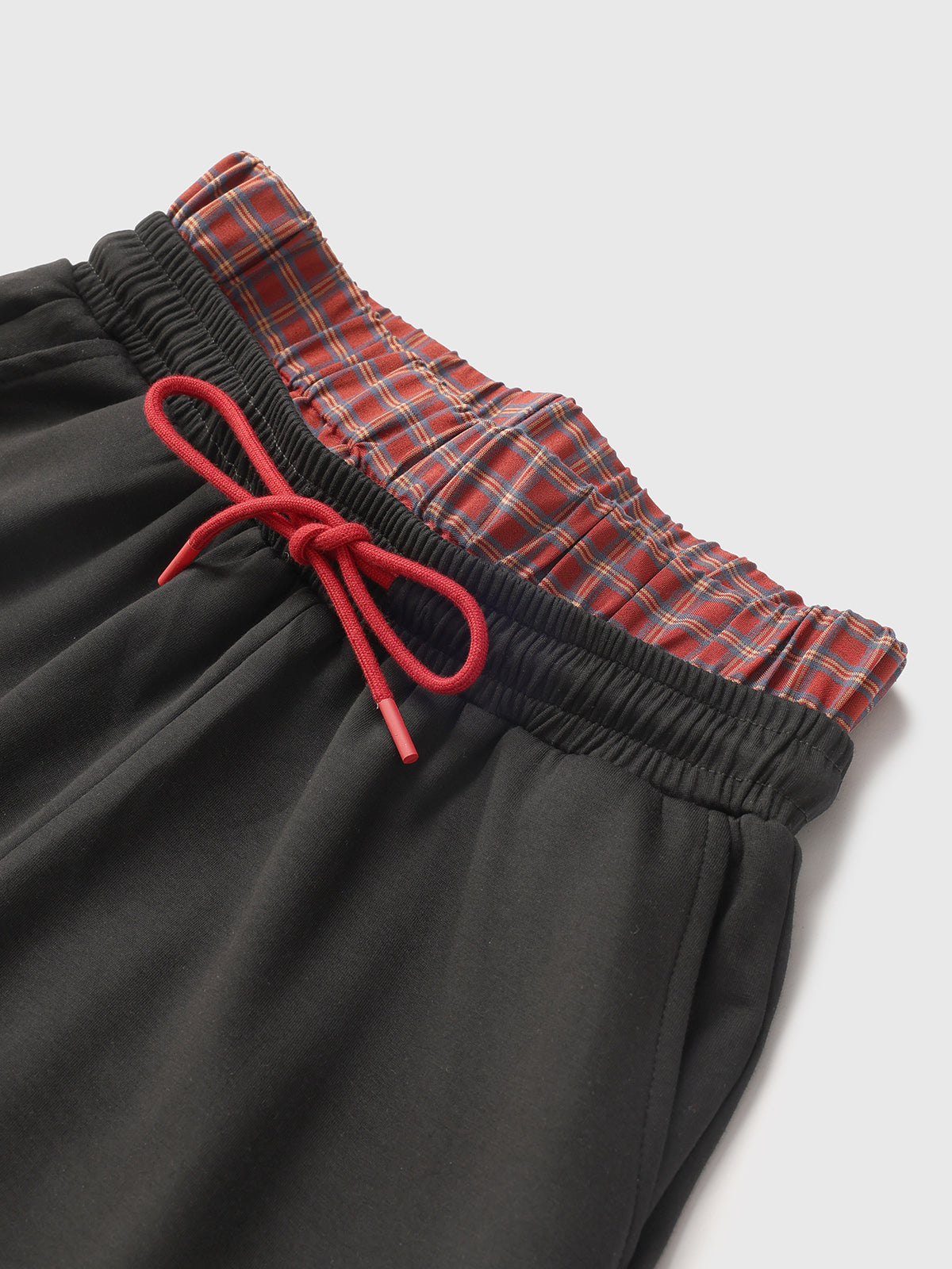 Plaid Waistband Pants - Red Black