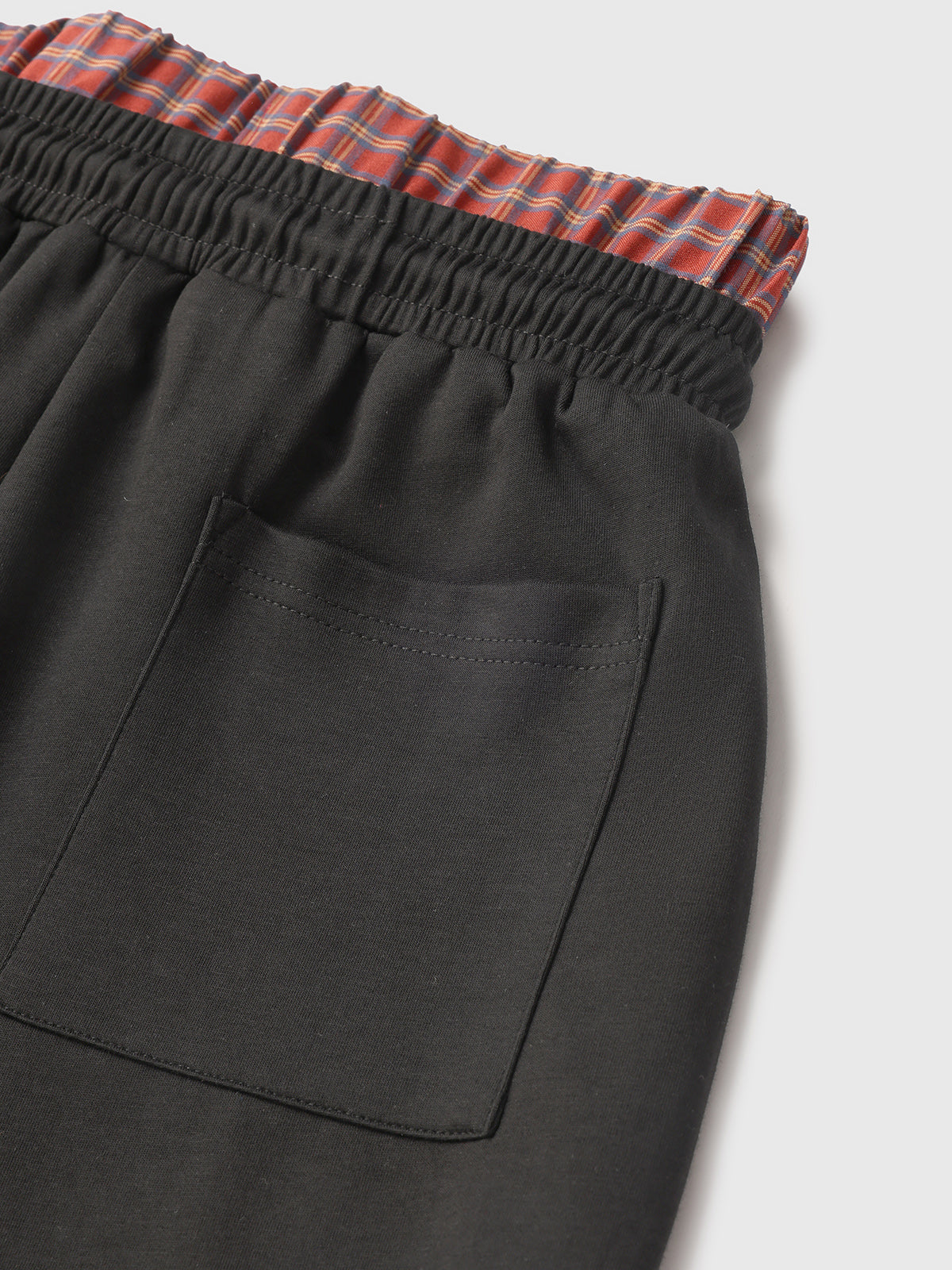 Plaid Waistband Pants - Red Black