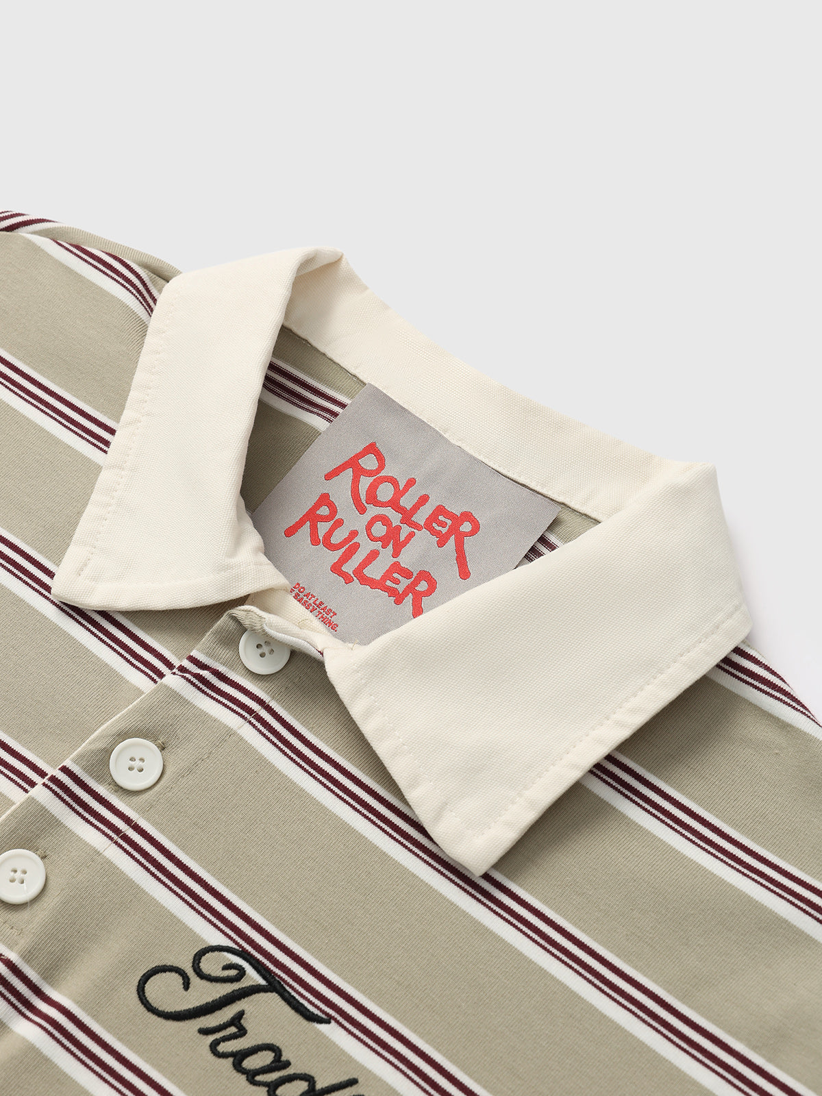 Rulebook Polo Sweatshirt - Cream Stripe