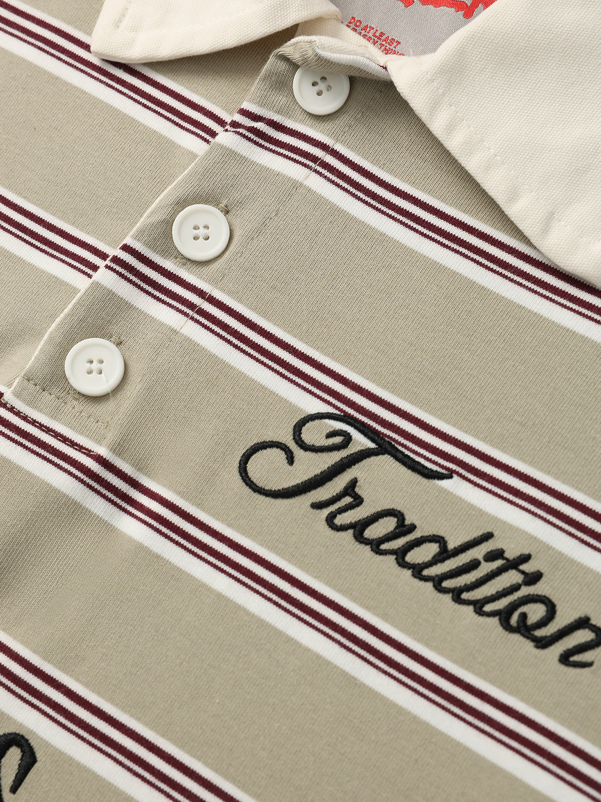 Rulebook Polo Sweatshirt - Cream Stripe