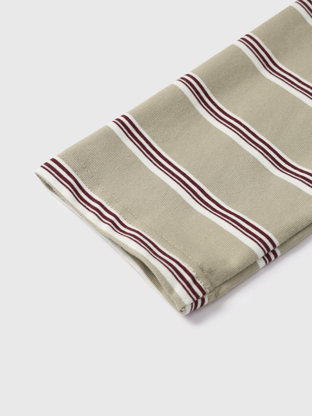 Rulebook Polo Sweatshirt - Cream Stripe
